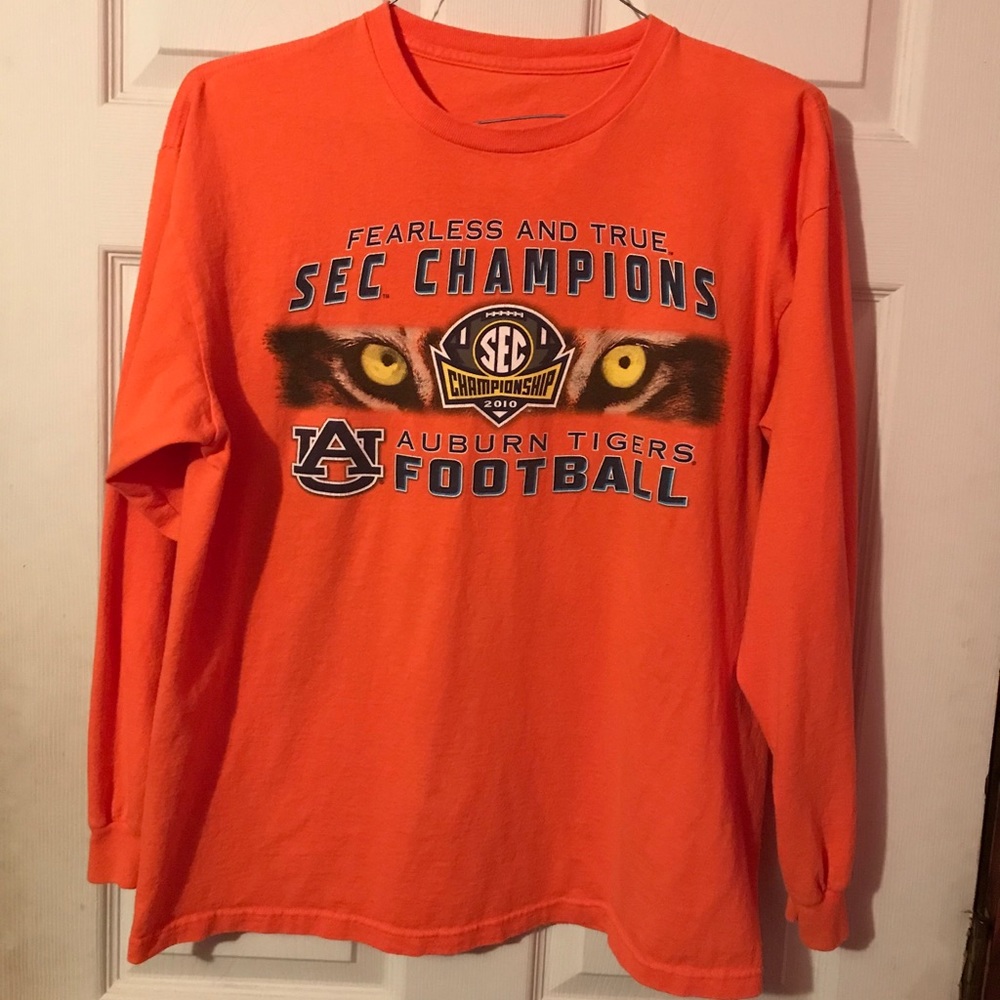 Auburn Tigers 2010 SEC Champions Orange Long Sleeve T-Shirt Mens Large L